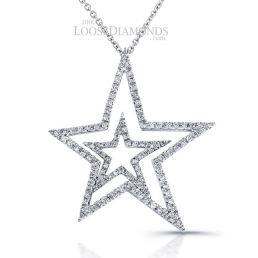 14k White Gold Modern Style Diamond Star Pendant