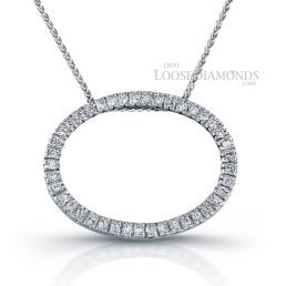 14k White Gold Geometric Style Halo Diamond Pendant