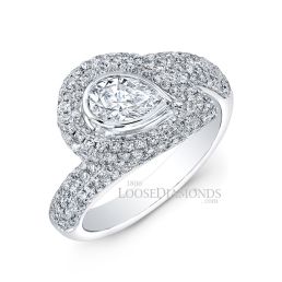 18k White Gold Modern Style Diamond Halo Engagement Ring