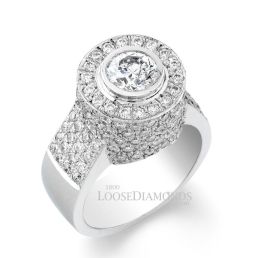 Platinum Art Deco Style Diamond Halo Engagement Ring
