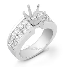 Platinum Modern Style Princess Cut Diamond Engagement Ring