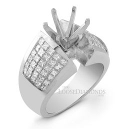 18k White Gold Modern Style Princess Cut Diamond Engagement Ring