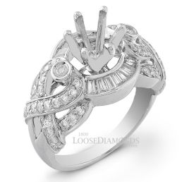 Platinum Art Deco Style Baguette Diamond Halo Engagement Ring
