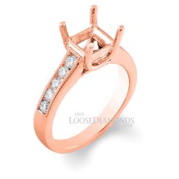 18k Rose Gold Classic Style Engraved Diamond Engagement Ring
