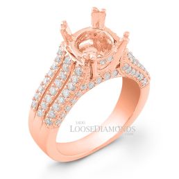 14k Rose Gold Modern Style Split Shank Engraved Diamond Engagement Ring