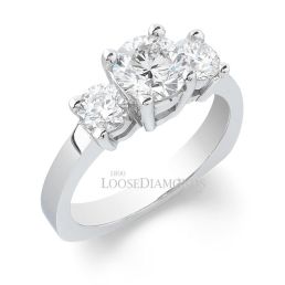 14k White Gold Modern Style 3-Stone Diamond Engagement Ring