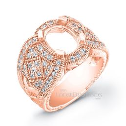 14k Rose Gold Vintage Style Engraved Diamond Engagement Ring