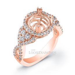 18k Rose Gold Modern Style Twisted Shank Diamond Halo Engagement Ring