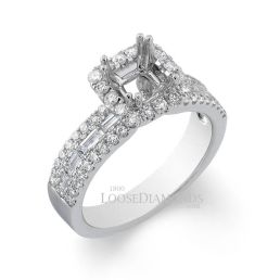 Platinum Modern Style Diamond Halo Engagement Ring