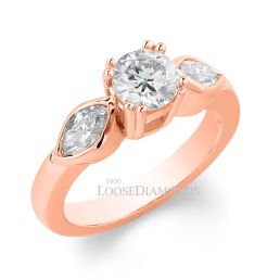 18k Rose Gold Classic Style Rose Gold & Marquise Diamond Engagement Ring
