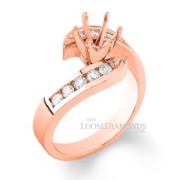 14k Rose Gold Art Deco Style Twisted Shank Diamond Engagement Ring