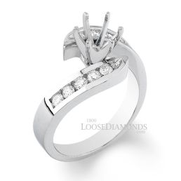 14k White Gold Art Deco Style Twisted Shank Diamond Engagement Ring