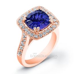 14k Rose Gold Vintage Style Halo Diamond Engagement Ring