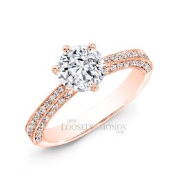 14k Rose Gold Classic Style Engraved Diamond Engagement Ring