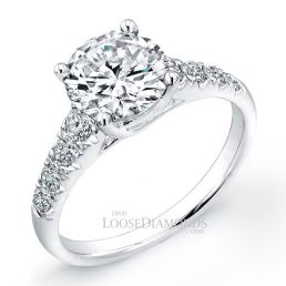 14k White Gold Classic Style Diamond Engagement Ring
