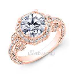 14k Rose Gold Vintage Style Diamond Engagement Ring