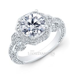14k White Gold Vintage Style Diamond Engagement Ring