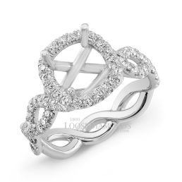 14k White Gold Art Deco Style Twisted Shank Diamond Halo Engagement Ring