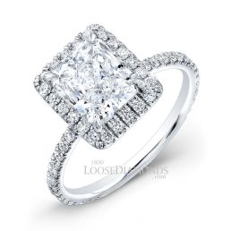 14k White Gold Modern Style Halo Diamond Engagement Ring