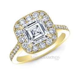 18k Yellow Gold Vintage Style Diamond Halo Engagement Ring