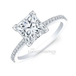 14k White Gold Modern Style Petite Diamond Engagement Ring