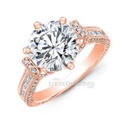 Vintage Style Diamond Engagement Ring -18k Rose Gold