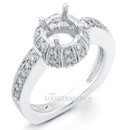 14k White Gold Vintage Art Deco Style Diamond Engagement Ring
