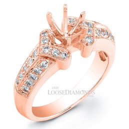14k Rose Gold Classic Style Engraved Diamond Engagement Ring
