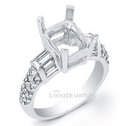 14k White Gold Art Deco Style Baguette Diamond Engagement Ring