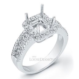 14k White Gold Classic Style Diamond Halo Engagement Ring