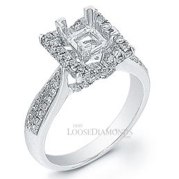14k White Gold Modern Style Diamond Halo Engagement Ring