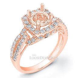 18k Rose Gold Modern Style Spilt Shank Diamond Halo Engagement Ring