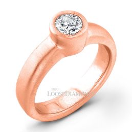 14k Rose Gold Modern Style Solitaire Engagement Ring