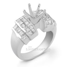 14k White Gold Modern Style Princess Cut Diamond Engagement Ring