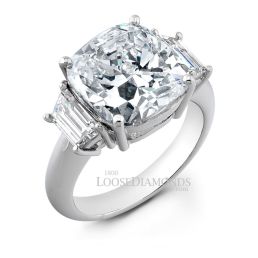 18k White Gold Classic Style 3-Stone Diamond Engagement Ring