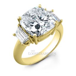 18k Yellow Gold Classic Style 3-Stone Diamond Engagement Ring