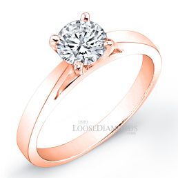 14k Rose Gold Modern Style Solitaire Engagement Ring