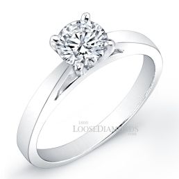 18k White Gold Modern Style Solitaire Engagement Ring