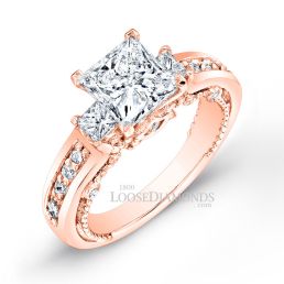 18k Rose Gold Vintage Style Diamond Engagement Ring