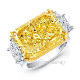 18k White Gold Modern Style Trapezoid Diamond 3-Stone Engagement Ring