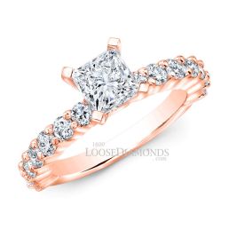14k Rose Gold Classic Style Shared Prong Diamond Engagement Ring