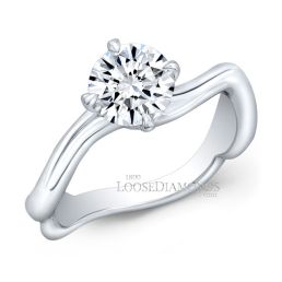 14k White Gold Art Deco Style Twisted Shank Solitaire Engagement Ring