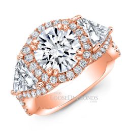14k Rose Gold Modern Style Twisted Shank Diamond Halo Engagement Ring