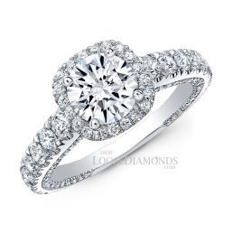 14k White Gold Modern Style Diamond Halo Engagement Ring