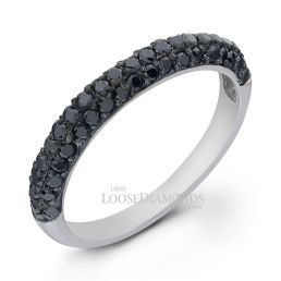 14k White Gold Classic Style Black Diamond Wedding Ring