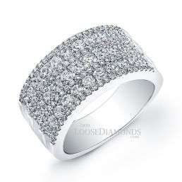 14k White Gold Modern Style 3-Row Diamond Wedding Ring