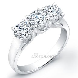 14k White Gold Classic Style 3-Stone Diamond Wedding Ring