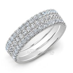 14k White Gold Half Eternity Style Tri-Color Gold Stackable Diamond Band Set