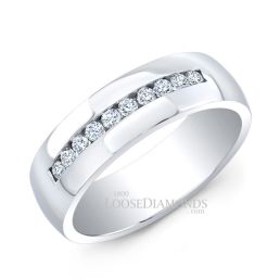 14k White Gold Men's Classic Style Comfort Fit Diamond Wedding Ring