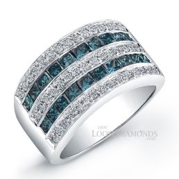 14k White Gold Modern Style Blue Diamond Wedding Ring